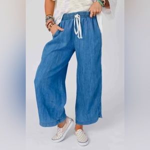 THREE BIRD NEST WIDE LEG CROPPED DENIM PANT